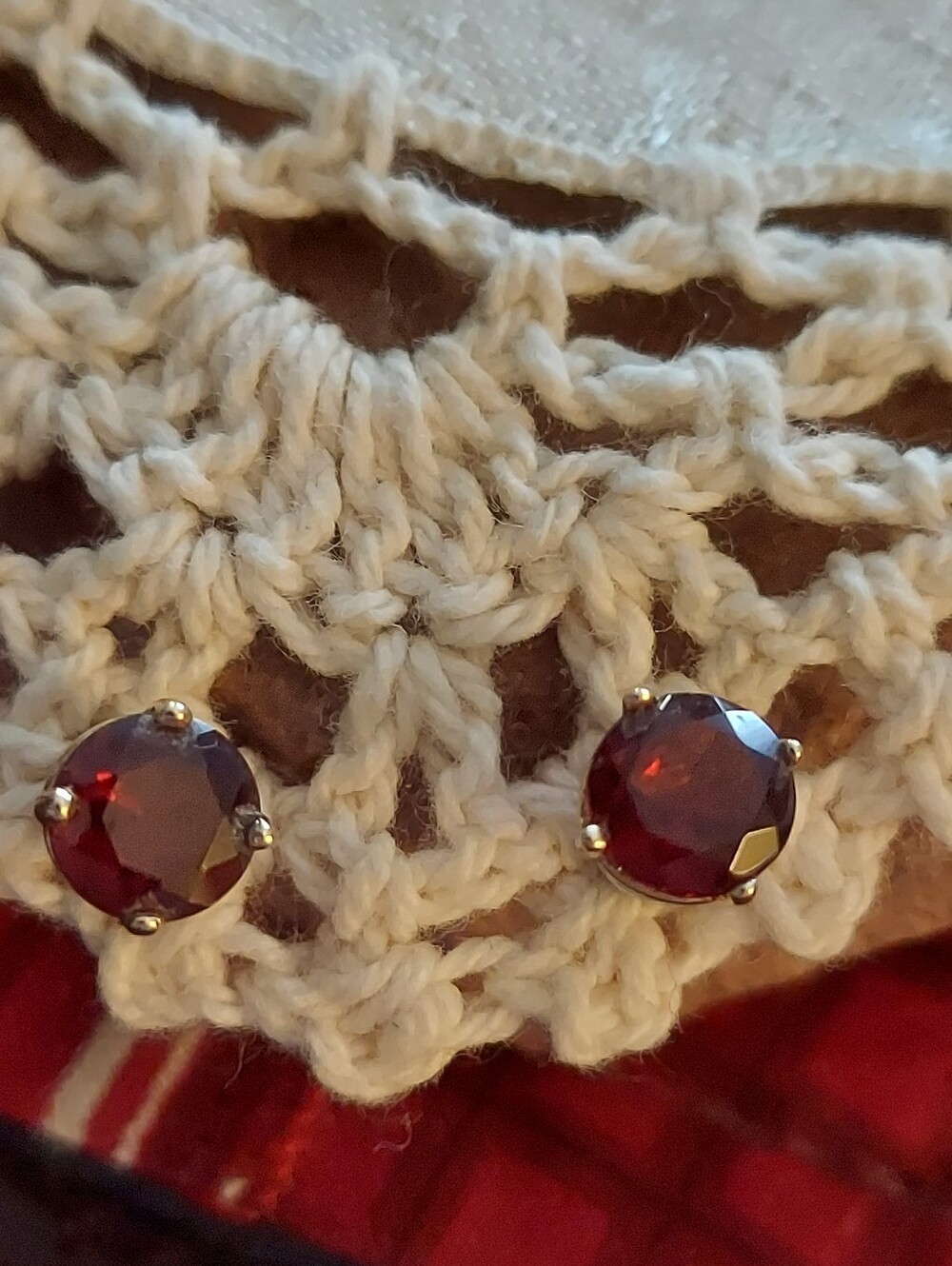 14k Red Garnet Studs View 2